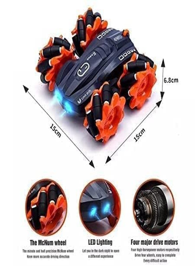 RAHU Rc Stunt Racing Mecanum Drift Car for Kids High Speed Plastic Off Road Crawler Vehicle Toy with Led Lights Best Birthday Gift... - Image 3
